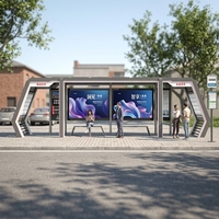 Parada de Autobús Prismática con Señalización Digital de Rutas y Caja de Luz