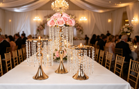 Support à fleurs en fer électroplaqué léger et luxueux, style européen, pot de fleurs doré pour la décoration de table de mariage