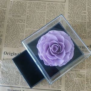 Оптовая продажа, недорогие консервированные цветы, красивые настоящие консервированные розы в акриловой подарочной коробке для ювелирных изделий в качестве подарка на День Матери - Product Image 4