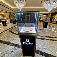 Anpassbare LED-Diamant-Boutique-Standschrank Vitrine mit Edelstahlrahmen und Aluminium-Tischplatte zur Schmuckpräsentation