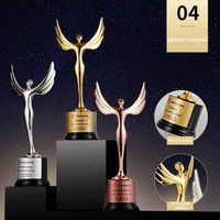Nouveauté 2026 : Trophée Holywell moderne et élégant en métal plaqué, motif aile d'ange, logo gravé, impression UV, souvenir d'entreprise