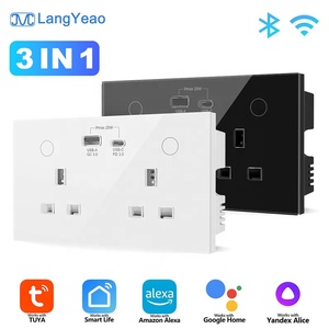 <span class=keywords><strong>Prise</strong></span> murale intelligente LangYeao 20W PD QC Tuya WiFi ZIGBEE avec surveillance de la consommation d'énergie, 13A, 2 prises USB Type-C, verrouillage enfant, compatible Alexa - Product Image 1