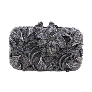 Bolso de Mano Elegante con Pedrería y Flores para Mujer, Bolso de Noche con Cristales para Baile, Reuniones, Cenas y Eventos - Product Image 3