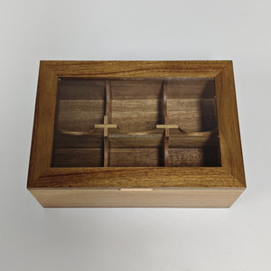 Boîte de rangement à thé en bois d'acacia à 6 compartiments avec logo personnalisé, boîte organisatrice de sachets de thé en bois de luxe avec fenêtre transparente - Product Image 3