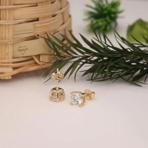 Boucles d'oreilles clous en diamant rond de laboratoire 2 carats_ Or jaune 14 carats - Product Image 3