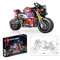 Reobrix 99042 943PCS Ensemble de blocs de construction Moto Musclée à Pneus Larges, Modèle MOC, Jouet Technique en Plastique, Cadeau de Festival Moderne