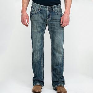 Pantalones Vaqueros de Bota Acampanada Ajustados con Lavado Vintage de Alta Calidad de Fábrica para Hombre Moda de Algodón Elástico 2022 - Product Image 3