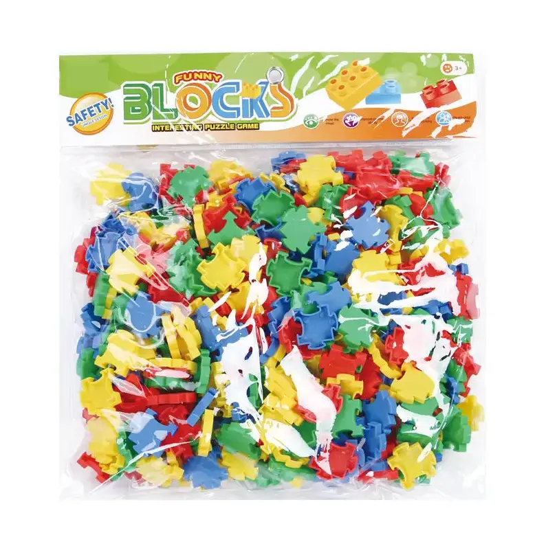 Set di blocchi di costruzione di assemblaggio fai-da-te di vendita caldo 300 pezzi di blocchi di adesivi colorati giocattoli di puzzle per bambini