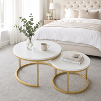 Table basse gigogne moderne noire avec structure en acier pour salon, usage domestique, table d'appoint d'appartement
