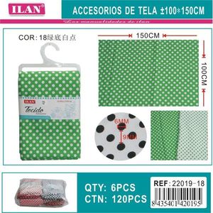 Tessuto a pois Ilan 100x150cm verde con pois bianchi per lavori creativi - Product Image 1