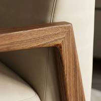 Fauteuil de loisirs moderne en teck doré écologique pour chambre à coucher et hôtel, avec structure en bois massif faite à la main et revêtement en coton