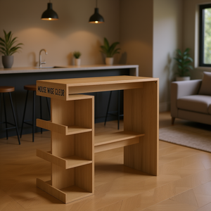 Table de bar rectangulaire en bois d'ingénierie chêne Sonoma, 3 niveaux, multifonctionnelle, mobilier de bar pour la maison, design contemporain - Product Image 2