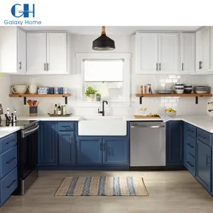 Galaxy Home Bathroom Kitchen Shaker Style Modern Modular Blue Gloss Lacquer Kitchen Cabinet
