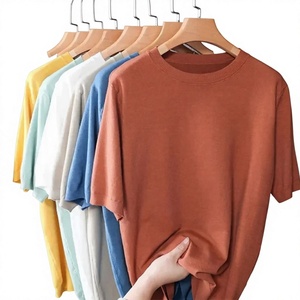 เสื้อยืดผู้ชายคอกลมถักนิตติ้งระบายอากาศได้ดีแขนสั้นเสื้อยืดสีทึบ - Product Image 1