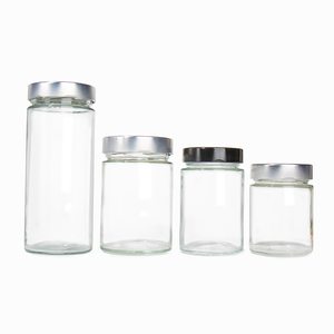 Venta al por mayor de tarro de mermelada de miel de vidrio transparente de boca redonda con tapas de tornillo de metal - Product Image 1