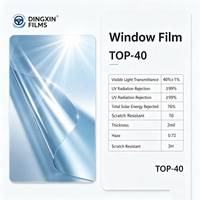Film céramique de pulvérisation PET OEM Dingxin TOP 40, 99% UV, 40% VLT, 76% TSER, garantie 10 ans, film pour vitres de voiture OEM 2 mil
