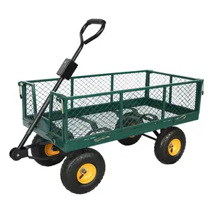 Paisagem Outdoor Garden Carts Quintal Dump Wagon Lawn Cart Trolley Utility Garden Cart Wagon para Yard Outdoor Farms Green