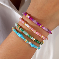 Mode été plage bijoux délicat pierre naturelle à la main classique macaron couleur coquille perlée Bracelet pour les femmes