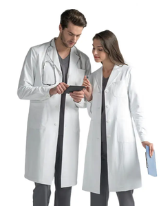 Uniformi da ospedale in poliestere di cotone Unisex professionali infermiere medico di scienze mediche indossano camice bianco - Product Image 2