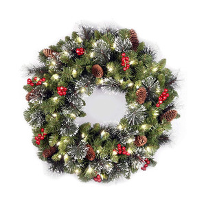 Guirlande de Noël artificielle pré-éclairée, collection décorative floquée avec décorations variées et lumières LED - Product Image 5