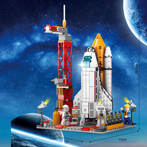 <strong>Lele</strong> Brother Space Ship Bricks Set Space Exploration Shuttle Eco-friendly Plastic Educational Aerospace Building <strong>Blocks</strong> for Kids - Product Image 2