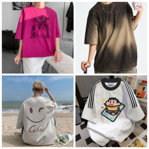 T-shirt da <span class=keywords><strong>uomo</strong></span> estiva nuova t-shirt girocollo a maniche corte ampia a <span class=keywords><strong>mezza</strong></span> <span class=keywords><strong>manica</strong></span> con stampa stampa in tessuto a sbuffo - Product Image 4