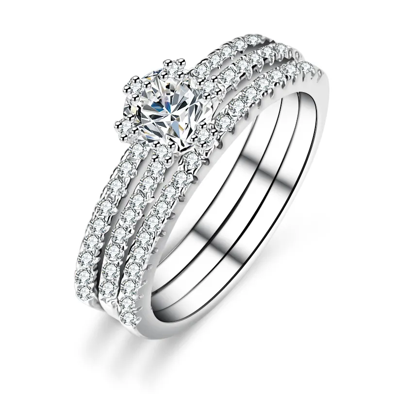 Bán buôn 925 Sterling Bạc của phụ nữ engagement Ring 0.5 Carat moissanite kim cương Set cổ điển Antique hình học phong cách 18K vàng