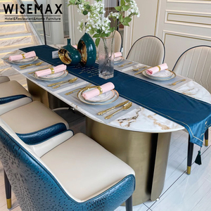 Wisemax đồ nội thất ánh sáng sang trọng phòng ăn đồ nội thất slated Hội Đồng Quản trị vòng đầu bàn ăn với cơ sở thép không gỉ cho khách sạn - Product Image 2