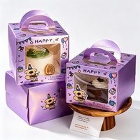 Boîte à pâtisserie pour cadeaux de fête, emballage pour gâteau d'anniversaire, boîte avec fenêtre transparente en PET, poignée portable, impression de logo personnalisée, emballage pour desserts