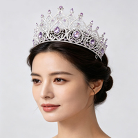 Couronnes en filigrane avec strass en topaze jaune en forme de goutte d'eau, diadème de luxe pour femmes, couronne de mariée, de concours de beauté, de bal ou de compétition