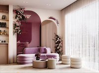 Comptoir de présentation de salon de luxe avec éclairage LED, plateau en pierre personnalisable, design écologique
