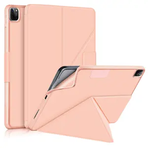 适用于iPad Mini 6的可折叠变形金刚皮革硅胶外壳，适用于iPad Pro 11/12.9英寸2018 2021的带笔槽的耐用平板电脑外壳