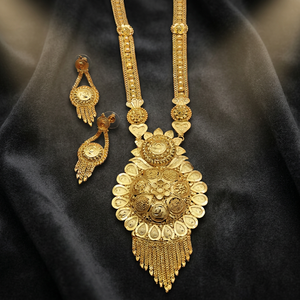 Wholesale Women's 14K 18K 24K Micro Gold Plated Brass Wedding <b>Necklace</b> and Earrings Set Traditional Design <b>Long</b> 24-inch Jewelry - Product Image 2