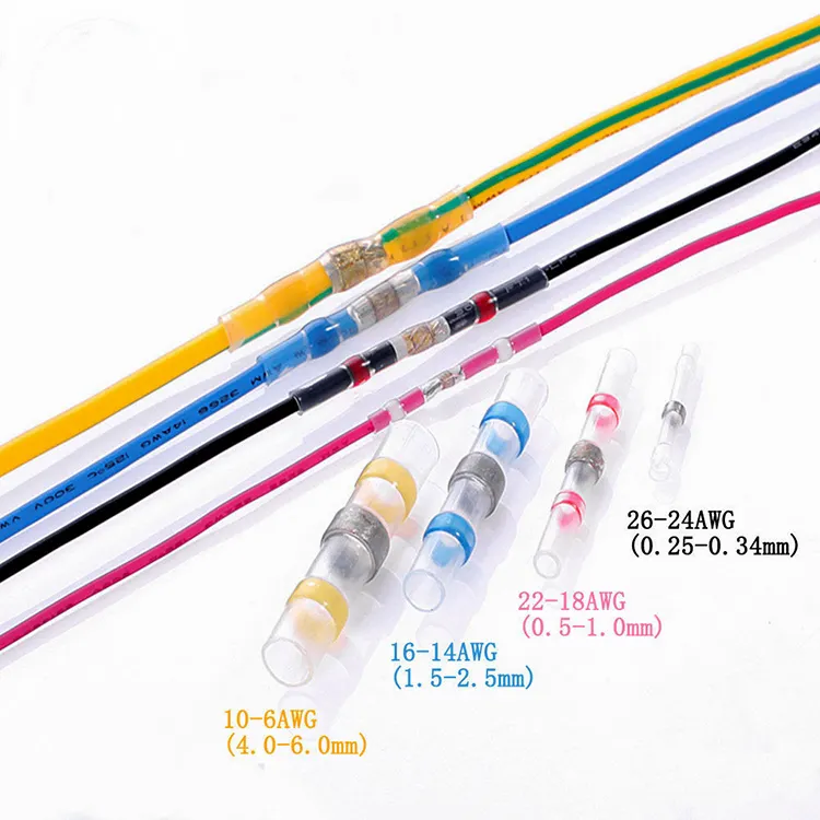 Solder Seal Butt Terminal Waterproof Insulated Electrical Butt Terminals Solder Seal Wire Connector Kit