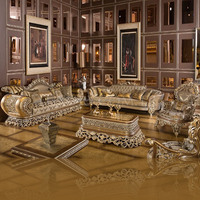 Sofá Seccional de estilo villa de lujo italiano, muebles de tela europea de madera maciza francesa personalizables, combinación de palacio grande