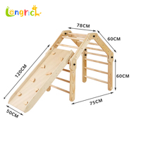 Ensemble de triangle d'escalade pliable en bois pour enfants avec poignées d'escalade colorées et toboggan, peinture non toxique, aire de jeu intérieure pour tout-petits