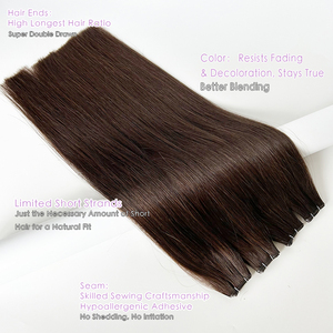 <span class=keywords><strong>Capelli</strong></span> Europei Vergini Remy Naturali a Triplo Filamento con Micro Trama Genius Weft Annodati a Mano in Seta Volume 2 #   Marrone Scuro Pronto per la Spedizione - Product Image 2