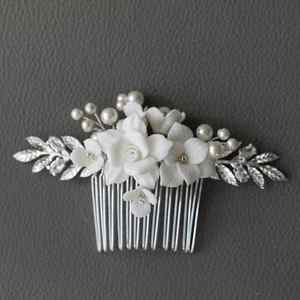 ربطة رأس وممشط زهور سيراميك مصنوعة يدويًا رائعة مجوهرات زفاف مستوحاة من دبابيس النساء لأعياد الميلاد وحفلات الزفاف والفتيات - Product Image 2