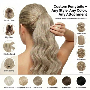 Extensiones de Cabello Sintético Kanekalon Futura al por Mayor, Cola de Caballo con Clip y Cordón Ajustable para Mujer - Product Image 1