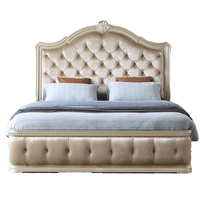 Modernes Minimalistisches 1,8m Doppelbett im Amerikanischen Stil, Luxuriöses Massivholz-Bettgestell mit Hochwertigem Stoffbezug für Hauptschlafzimmer, Französisches Bettgestell