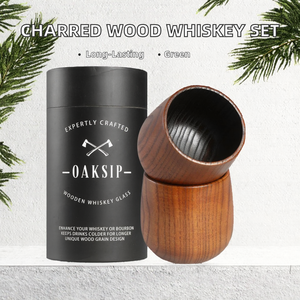 Vaso de Bourbon Moderno Ecológico de Madera Carbonizada Sin Grietas YX, 2 Piezas/Paquete, Capacidad de 10 oz, Herramientas para <span class=keywords><strong>Bar</strong></span> de Cócteles - Product Image 2