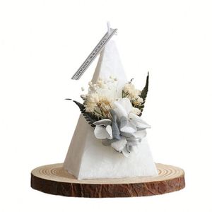 Décoration de table brûlable parfumée aux fleurs séchées de Noël, bougie aromatique non parfumée, décoration de maison pour les fêtes, cadeau - Product Image 5
