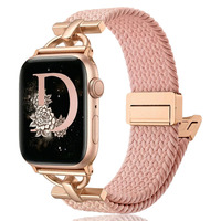 Nouveau bracelet de montre en nylon magnétique compatible avec IWatch, design de fermoir 11D avec un bracelet tressé étanche à double verrouillage