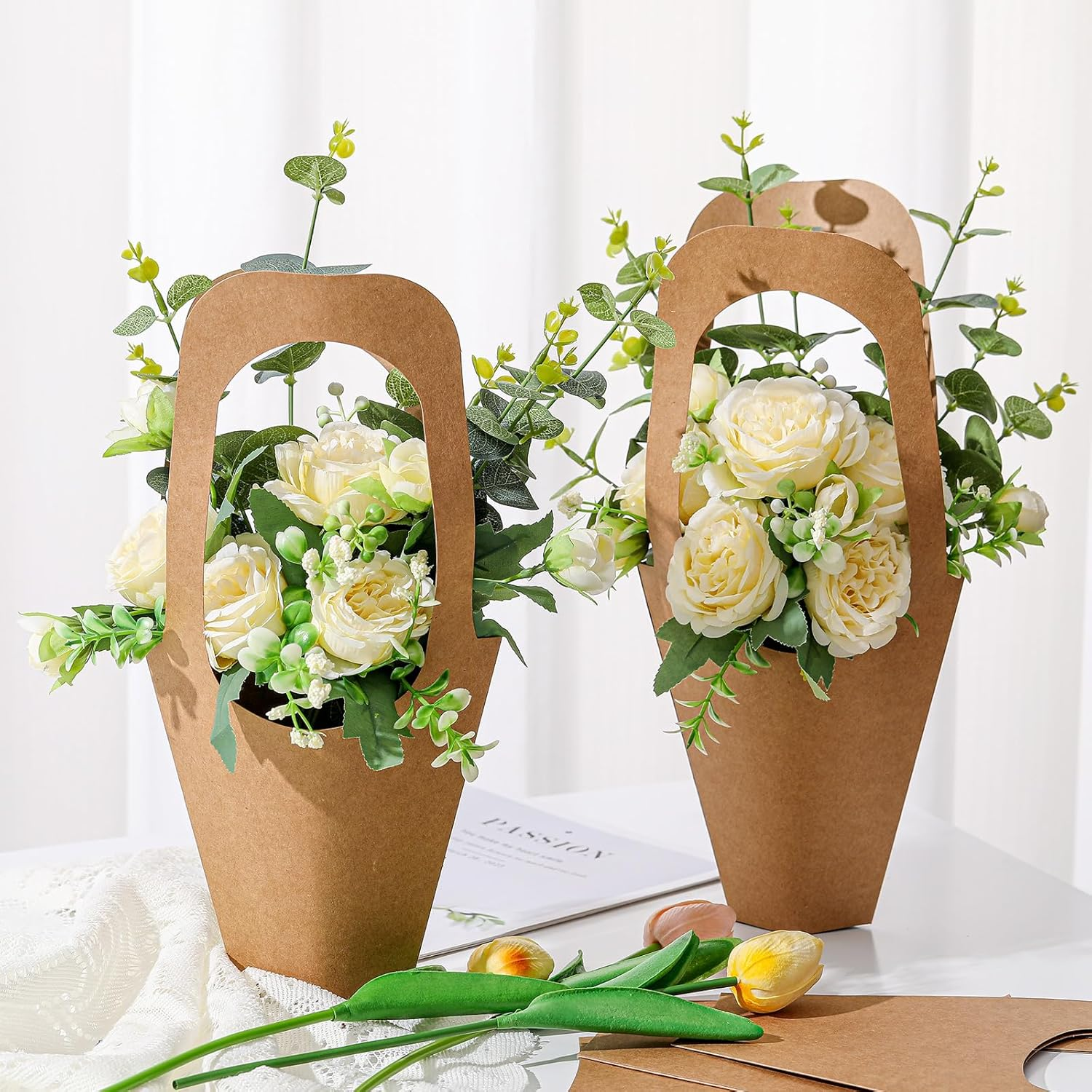 bouquet holder bag leather