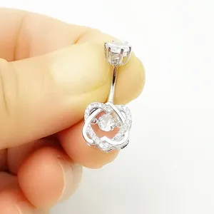 Nouveau produit transfrontalier très demandé : Bijou de piercing pour nombril en zircon cœur de pêche à six griffes, vente en gros transfrontalière - Product Image 5