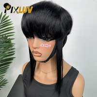 Promo Panas HD Chioma untuk Wig Rambut Asli Brasil Virgin dengan Poni Warna 1B Tanpa Lem untuk Wanita Kulit Hitam