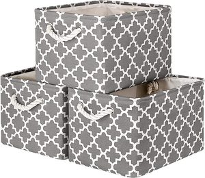 Az Collapsible Canvas Storage Basket Bin Fabric Laundry Linen Closet Shelves Organizer Baskets With Handle