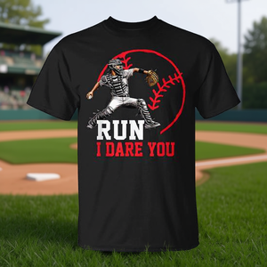 T-shirt Baseball Catcher Run I Dare You Throwing Action - Product Image 3