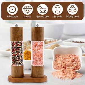 Juego de Molinillos de Sal y Pimienta de Acrílico Premium, Molinillos Manuales Ajustables con Recipientes de Madera, Aptos para Lavavajillas - Product Image 3