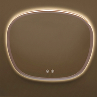 Espejo de Baño LED Moderno con Marco Gris, Redondeado y Suave, con Función Antivaho, Táctil y Regulable, para Montar en la Pared, Decorativo
